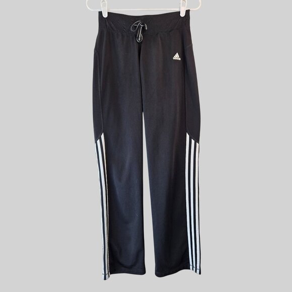 Adidas Track Pant Womens Small Black White Side Stripe Athletic Workout Pull On - Picture 2 of 13